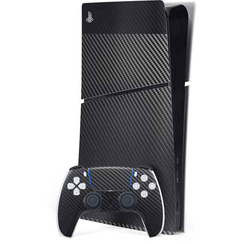 Black Carbon Fiber Specialty Texture Material PS5 Slim Digital Edition Bundle Skin