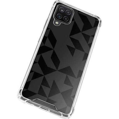 Black Geometric Galaxy A12 Clear Case