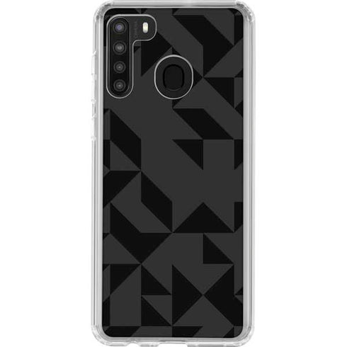 Black Geometric Galaxy A21 Clear Case