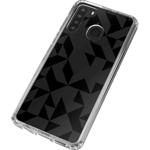 Black Geometric Galaxy A21 Clear Case