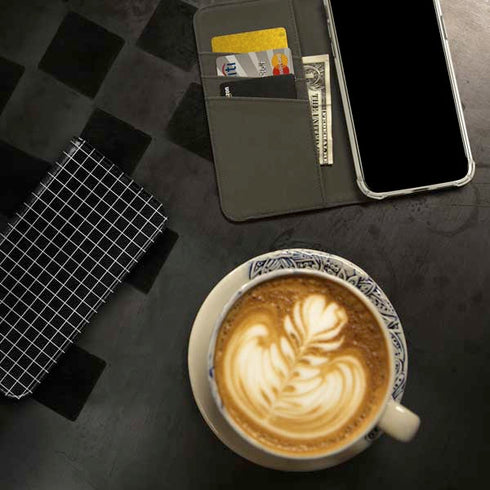 Black Grid iPhone 15 Plus Folio Case