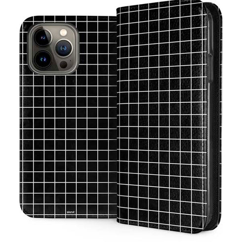 Black Grid iPhone 15 Pro Max Folio Case