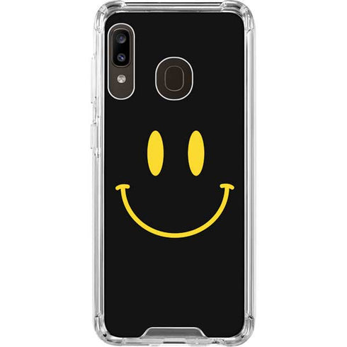 Black Happy Face Galaxy A30 Clear Case