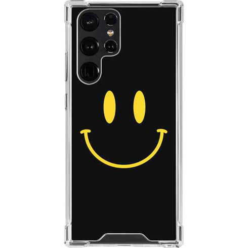 Black Happy Face Galaxy S24 Ultra Clear Case