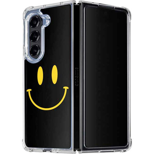 Black Happy Face Galaxy Z Fold5 5G Clear Case