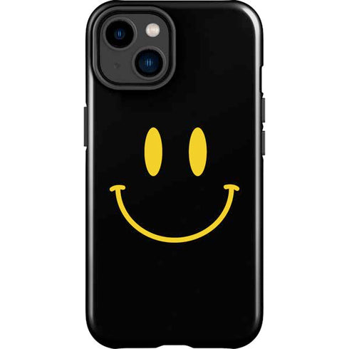 Black Happy Face iPhone 14 Plus Impact Case