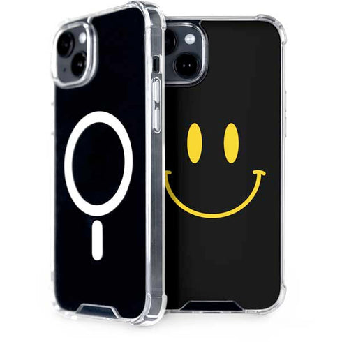 Black Happy Face iPhone 15 Plus MagSafe Case