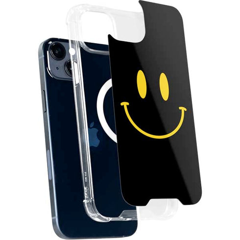 Black Happy Face iPhone 15 Plus MagSafe Case