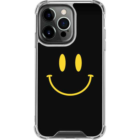 Black Happy Face iPhone 15 Pro Clear Case