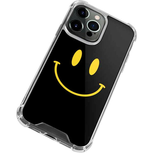 Black Happy Face iPhone 15 Pro Clear Case