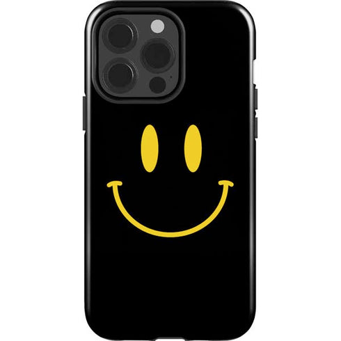 Black Happy Face iPhone 15 Pro Impact Case