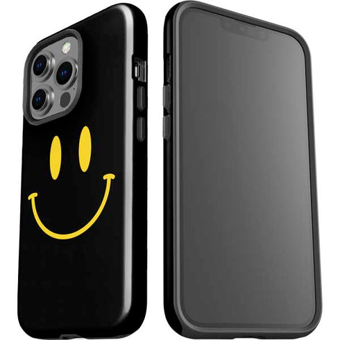 Black Happy Face iPhone 14 Pro Impact Case