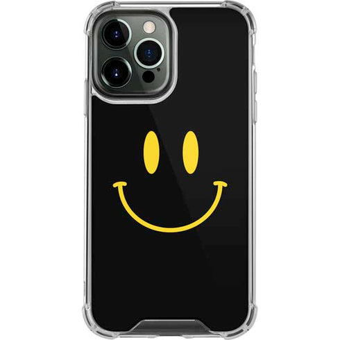 Black Happy Face iPhone 14 Pro Max Clear Case