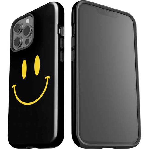 Black Happy Face iPhone 15 Pro Max Impact Case