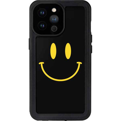 Black Happy Face iPhone 14 Pro Max Waterproof Case