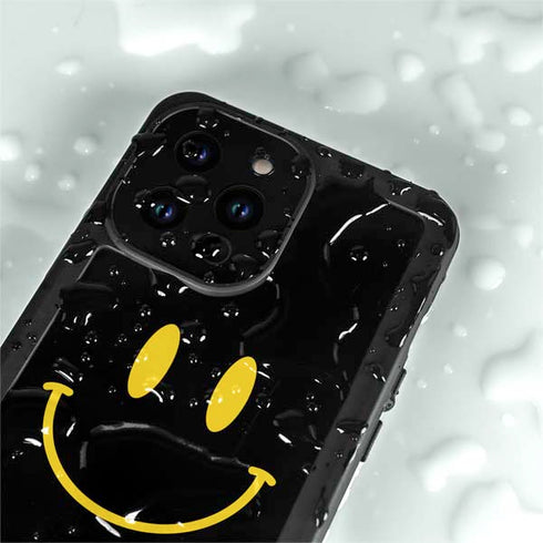 Black Happy Face iPhone 14 Pro Max Waterproof Case