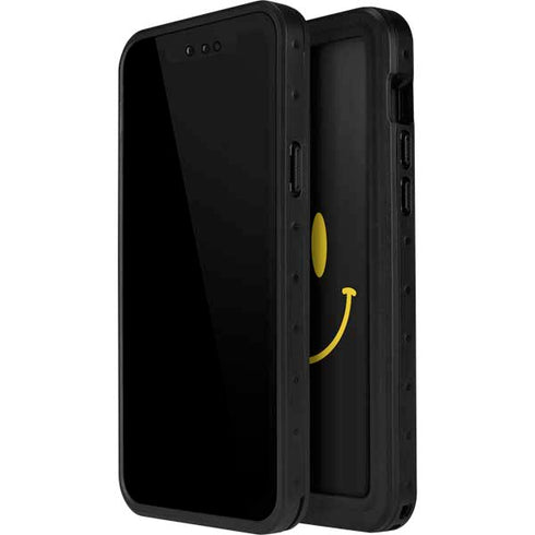 Black Happy Face iPhone 14 Pro Waterproof Case