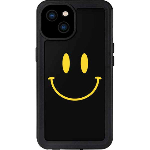 Black Happy Face iPhone 15 Plus Waterproof Case