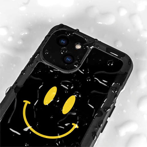 Black Happy Face iPhone 15 Waterproof Case