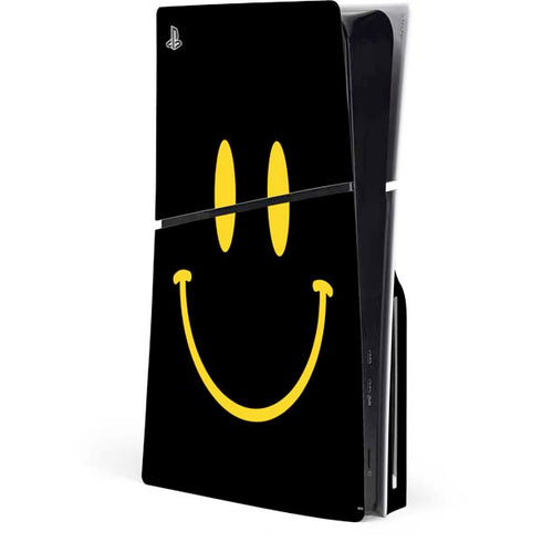 Black Happy Face PS5 Slim Disk Console Skin