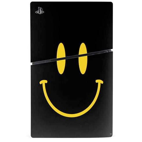 Black Happy Face PS5 Slim Disk Console Skin