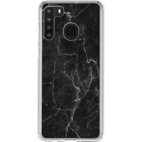 Black Marble Galaxy A21 Clear Case