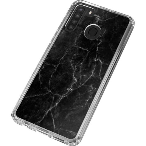 Black Marble Galaxy A21 Clear Case