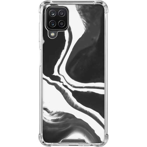 Black Marble Ink Galaxy A12 Clear Case