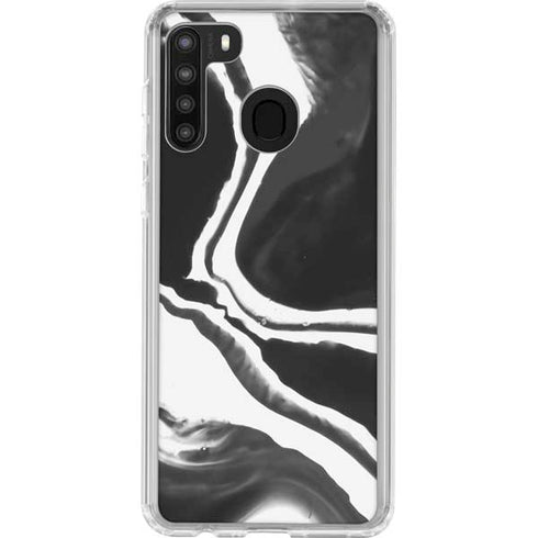 Black Marble Ink Galaxy A21 Clear Case