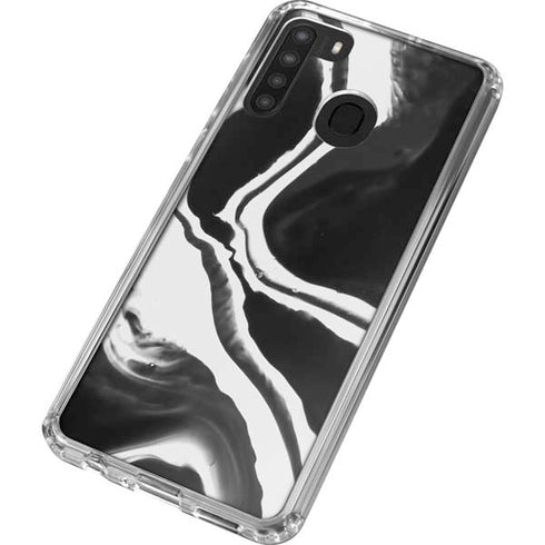 Black Marble Ink Galaxy A21 Clear Case