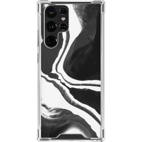 Black Marble Ink Galaxy S22 Ultra Clear Case