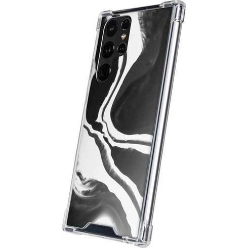 Black Marble Ink Galaxy S22 Ultra Clear Case