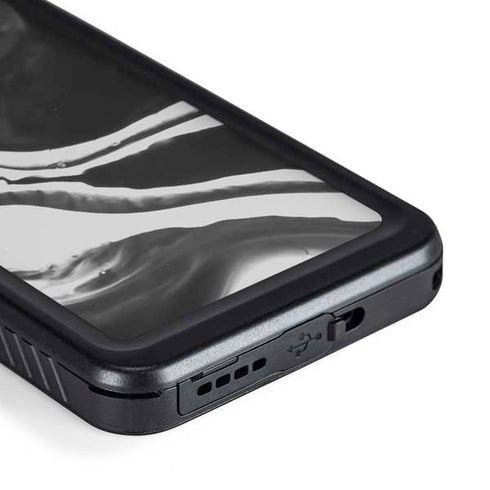 Black Marble Ink Galaxy S23 Plus Waterproof Case