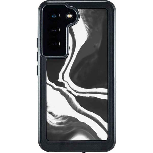 Black Marble Ink Galaxy S23 Waterproof Case
