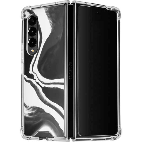 Black Marble Ink Galaxy Z Fold4 5G Clear Case