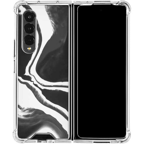Black Marble Ink Galaxy Z Fold4 5G Clear Case