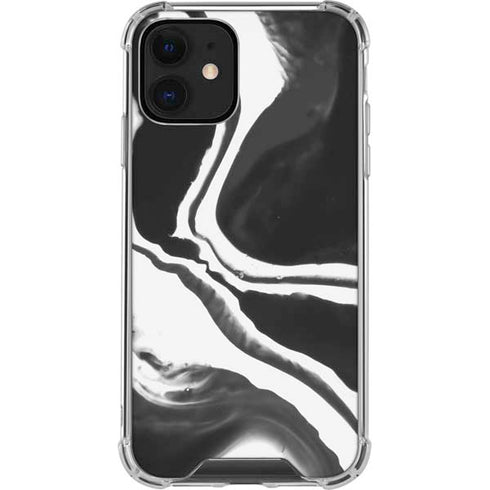 Black Marble Ink iPhone 12 Clear Case
