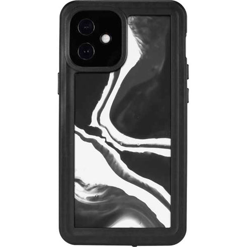 Black Marble Ink iPhone 12 Mini Waterproof Case
