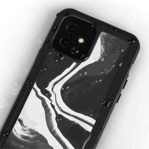 Black Marble Ink iPhone 12 Mini Waterproof Case