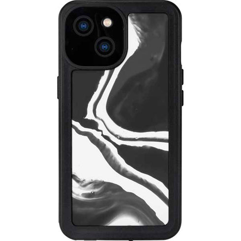 Black Marble Ink iPhone 13 Mini Waterproof Case