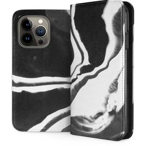Black Marble Ink iPhone 13 Pro Folio Case