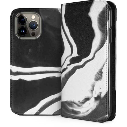 Black Marble Ink iPhone 13 Pro Max Folio Case