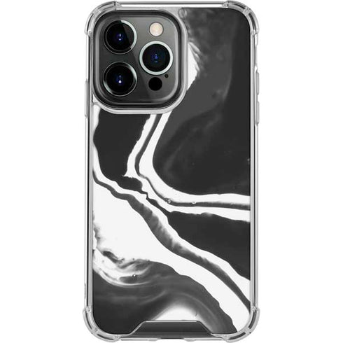 Black Marble Ink iPhone 15 Pro Clear Case