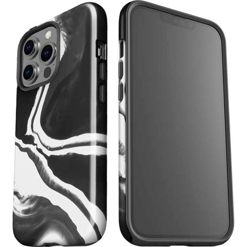 Black Marble Ink iPhone 15 Pro Impact Case
