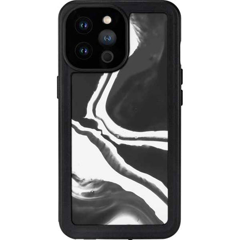 Black Marble Ink iPhone 14 Pro Max Waterproof Case