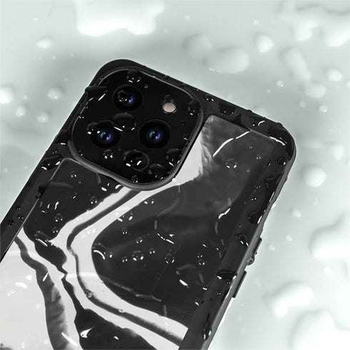 Black Marble Ink iPhone 14 Pro Max Waterproof Case