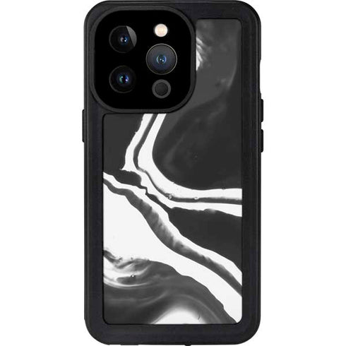 Black Marble Ink iPhone 14 Pro Waterproof Case