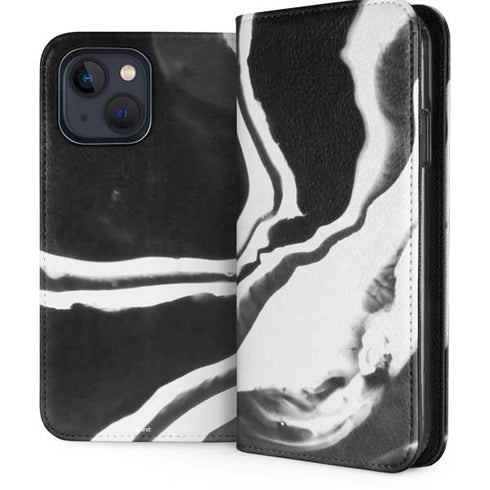Black Marble Ink iPhone 15 Plus Folio Case