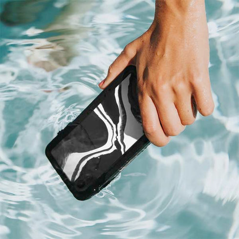 Black Marble Ink iPhone XR Waterproof Case