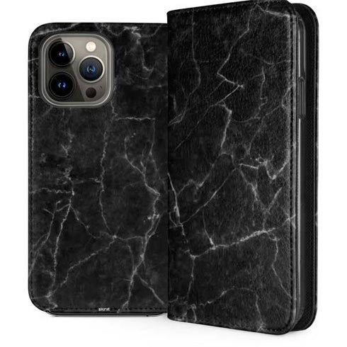Black Marble iPhone 13 Pro Max Folio Case